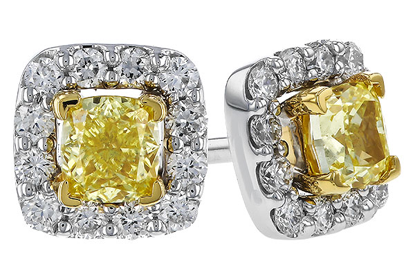 A320-77219: EARR .38 FANCY YELLOW DIAMONDS .54 TW