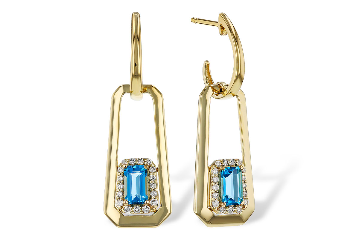 A320-81782: EARRING .66 TW BLUE TOPAZ .80 TGW (5x3MM BT)