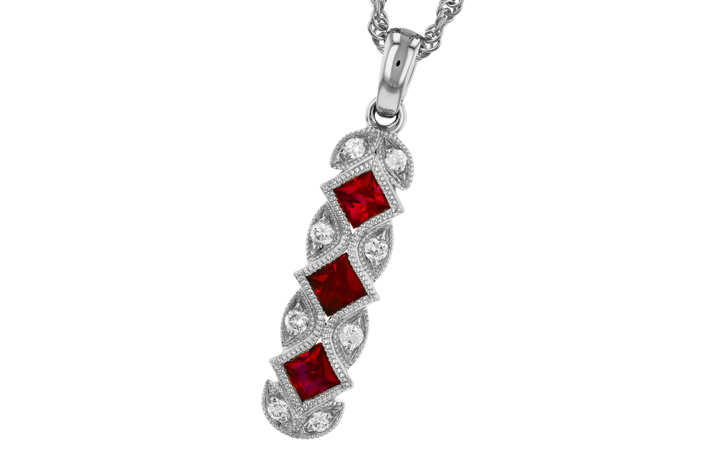 A321-65400: NECKLACE .55 TW RUBY .64 TGW