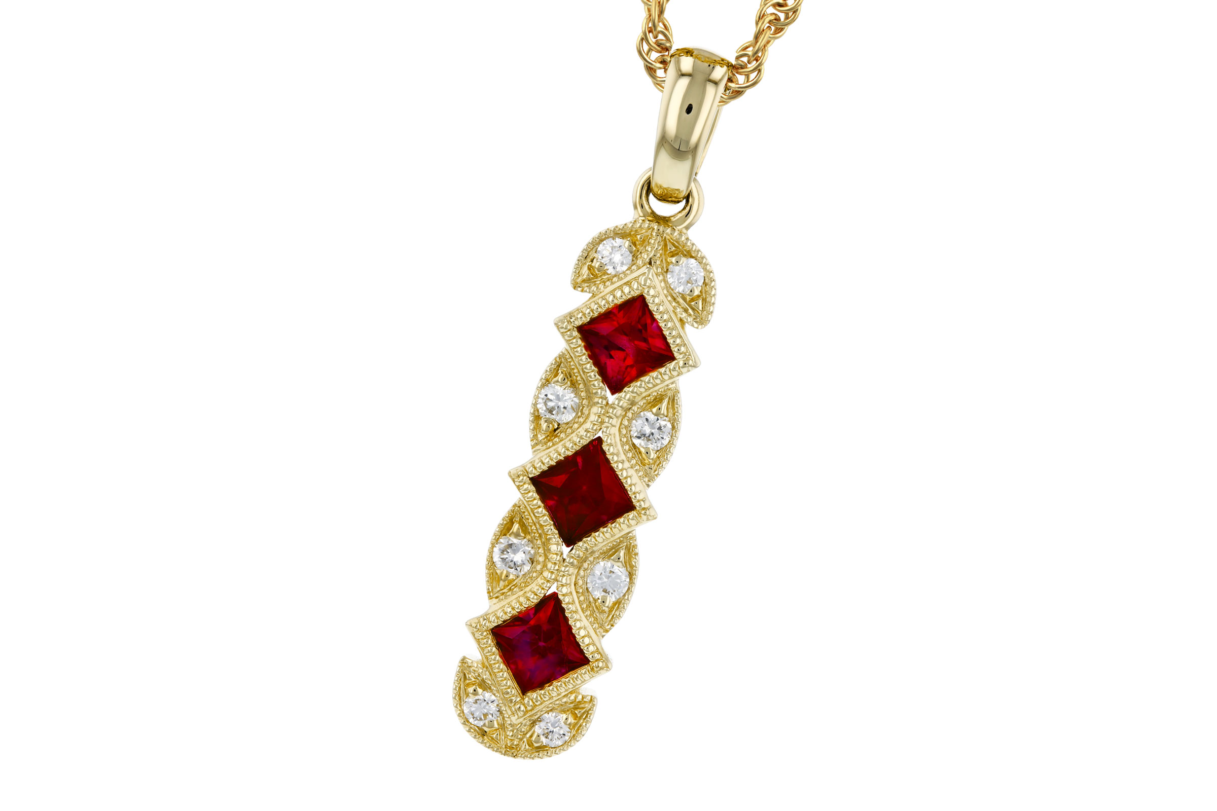 A321-65400: NECKLACE .55 TW RUBY .64 TGW