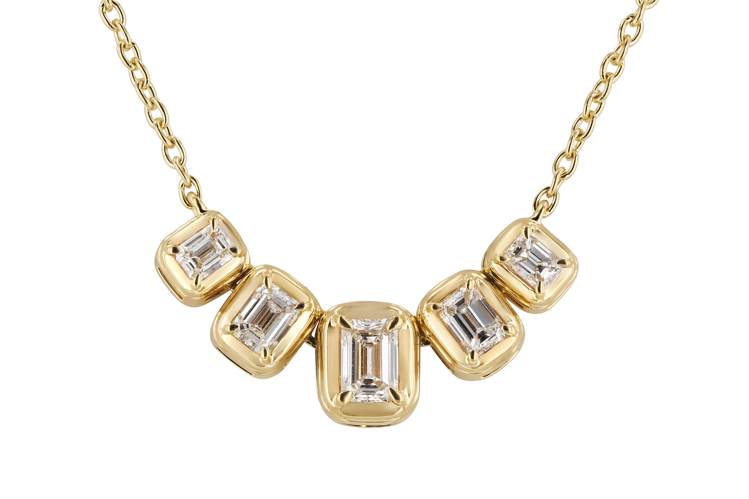 A321-67191: NECKLACE .87 TW EMERALD CUT DIA (18")