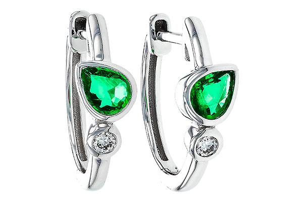 C320-78173: EARRINGS .38 TW EMERALD .44 TGW