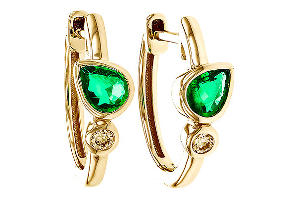 C320-78173: EARRINGS .38 TW EMERALD .44 TGW