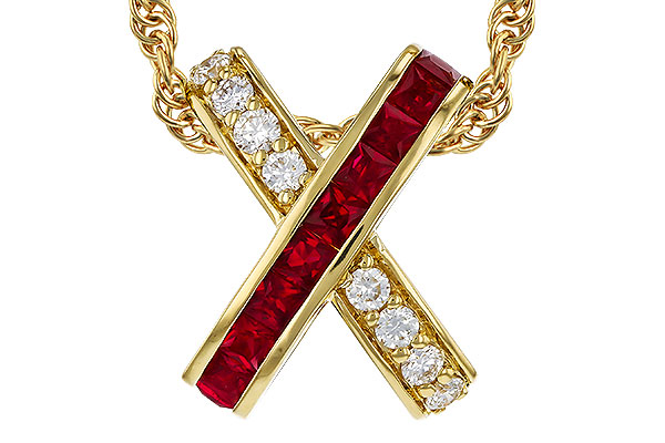 C320-81746: NECKLACE .53 TW RUBY .70 TGW