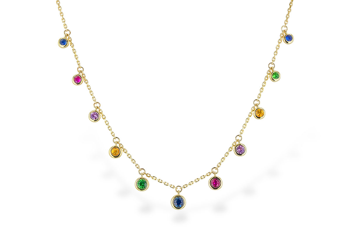 D319-89027: NECK .90 TW MULTI-COLOR SAPPH & GREEN GARNET (18")