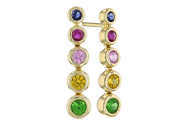 D319-90900: EARR .60 TW MULTI-COLOR SAPPH & GREEN GARNET