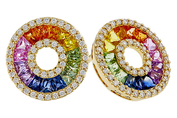 D320-76300: EARRINGS 2.10 MULTI-COLOR SAPP 2.37 TGW