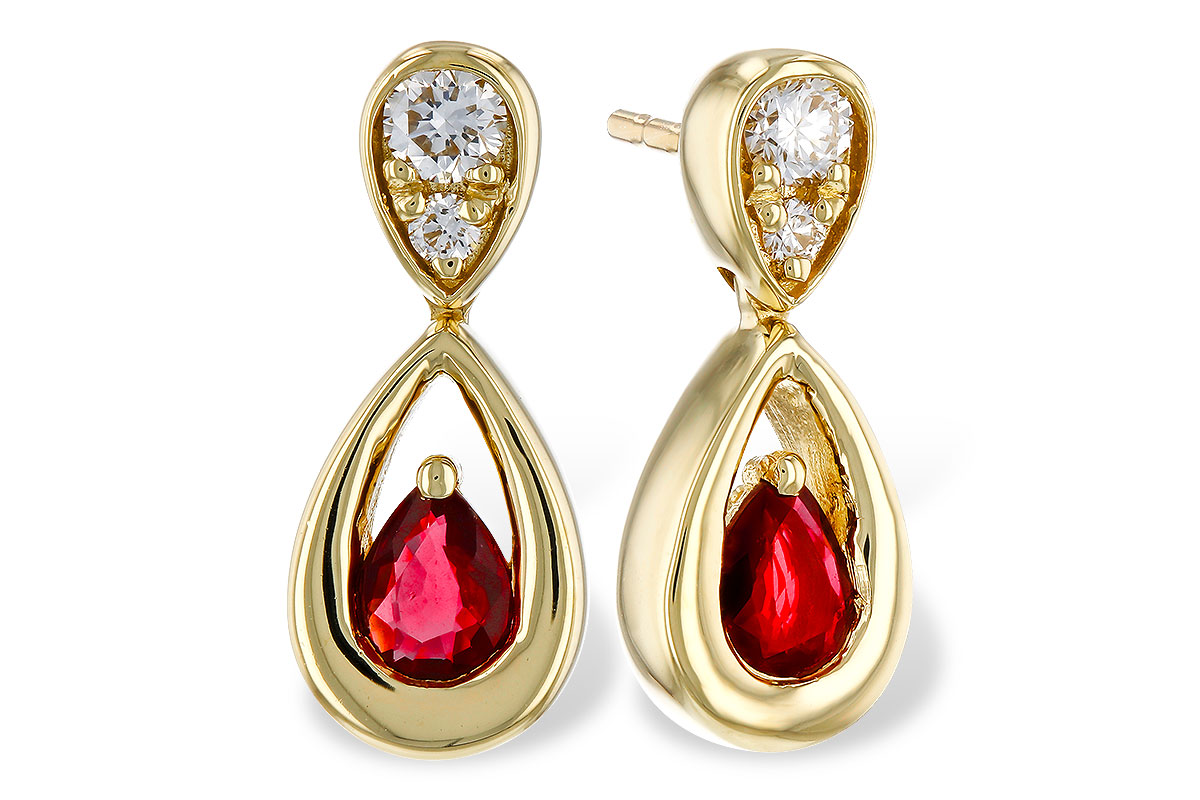 D320-76309: EARRINGS .40 RUBY .52 TGW (4x3 RUBY)