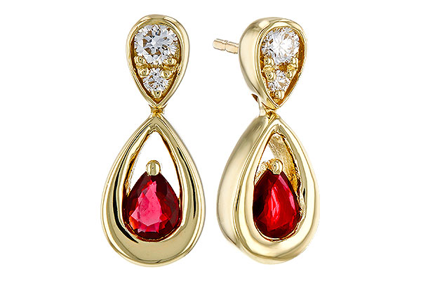 D320-76309: EARRINGS .40 RUBY .52 TGW (4x3 RUBY)