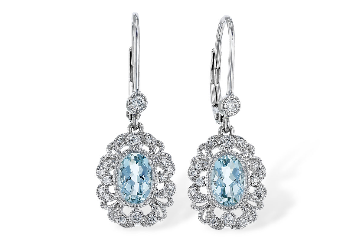 E320-74500: EARRINGS .75 TW AQUA .92 TGW (7x5MM AQUA)