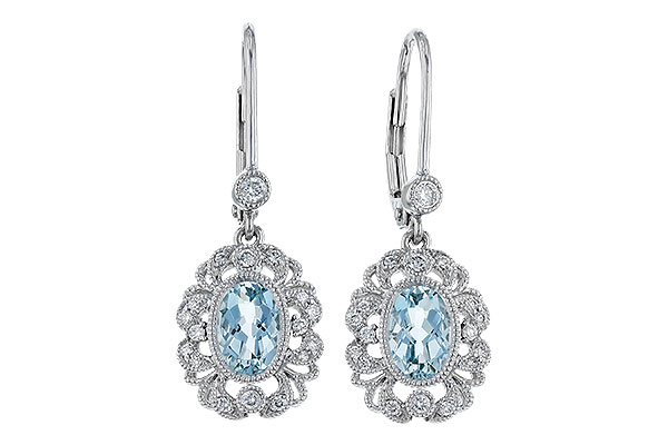 E320-74500: EARRINGS .75 TW AQUA .92 TGW (7x5MM AQUA)
