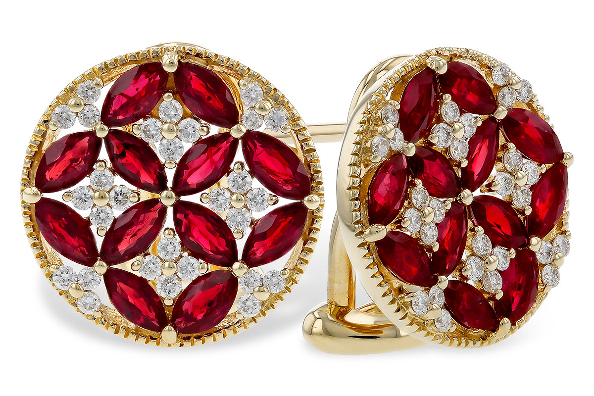 E320-74536: EARRINGS 2.07 TW RUBY 2.37 TGW