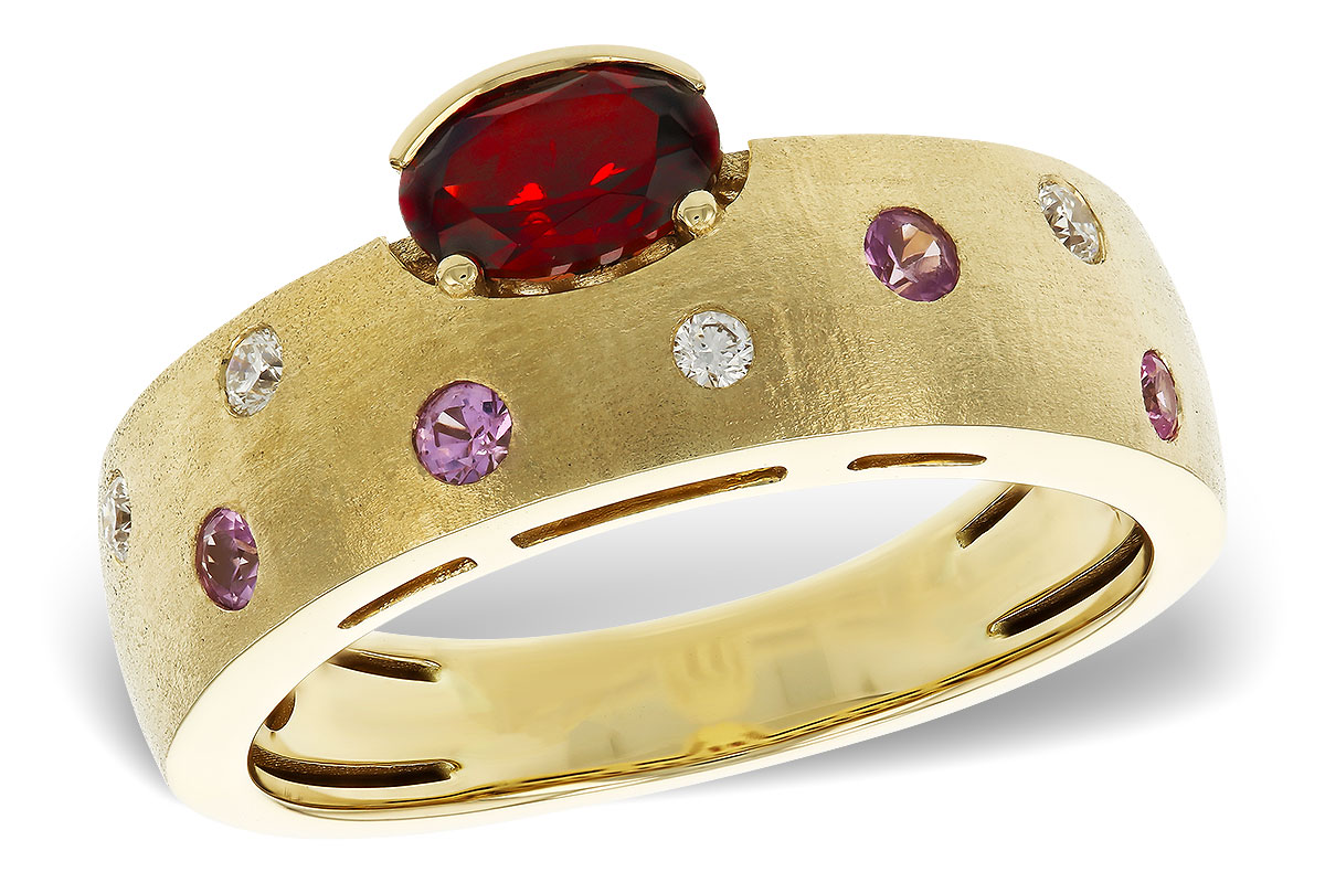 E320-79973: LDS RG .58 MULTI CLR (GAR & PINK SAPP) .66 TGW