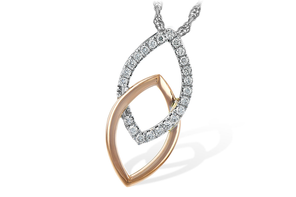 F235-35436: NECKLACE .20 TW (ROSE & WG)