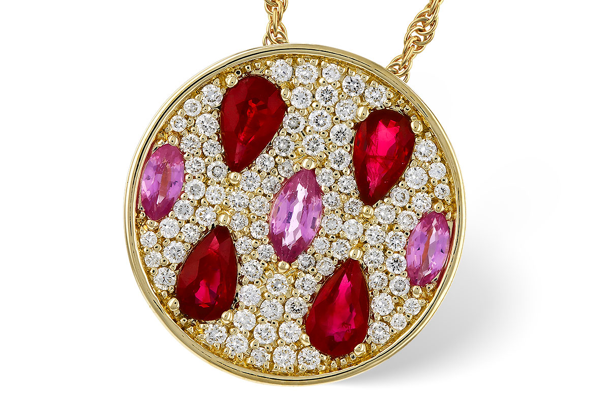 F320-81736: NECK 1.42 TW PRECIOUS (RUBY & PINK SAPP) 1.82 TGW