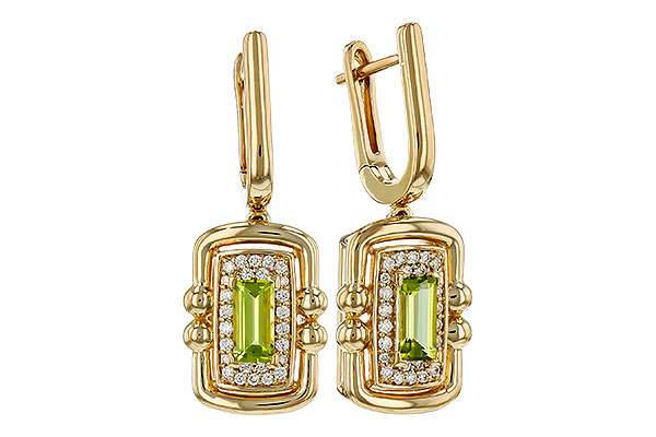 F321-64500: EARRINGS .71 TW PERIDOT .88 TGW (6x3MM PER)
