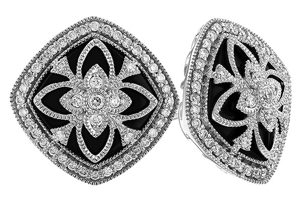G319-89073: DIA & ONYX EARRINGS .38 TW