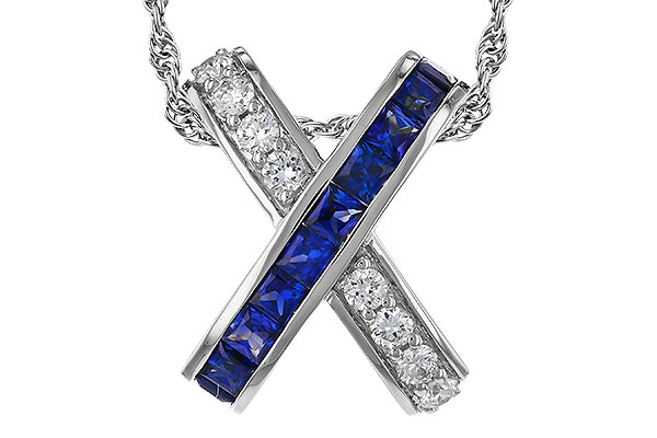 G320-81754: NECKLACE .60 TW SAPPHIRE .77 TGW