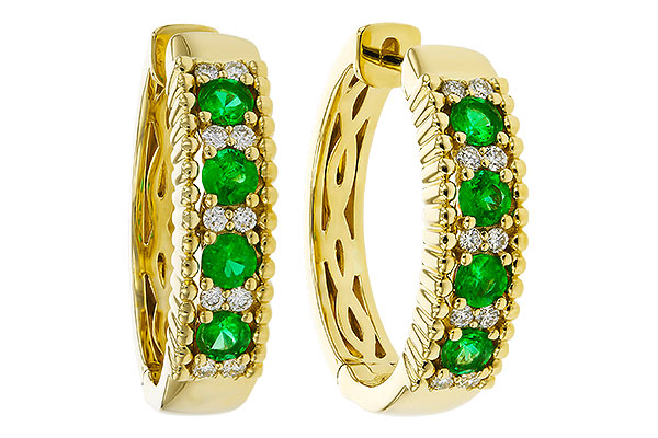 G320-81809: EARRINGS .33 TW EMERALD .45 TGW