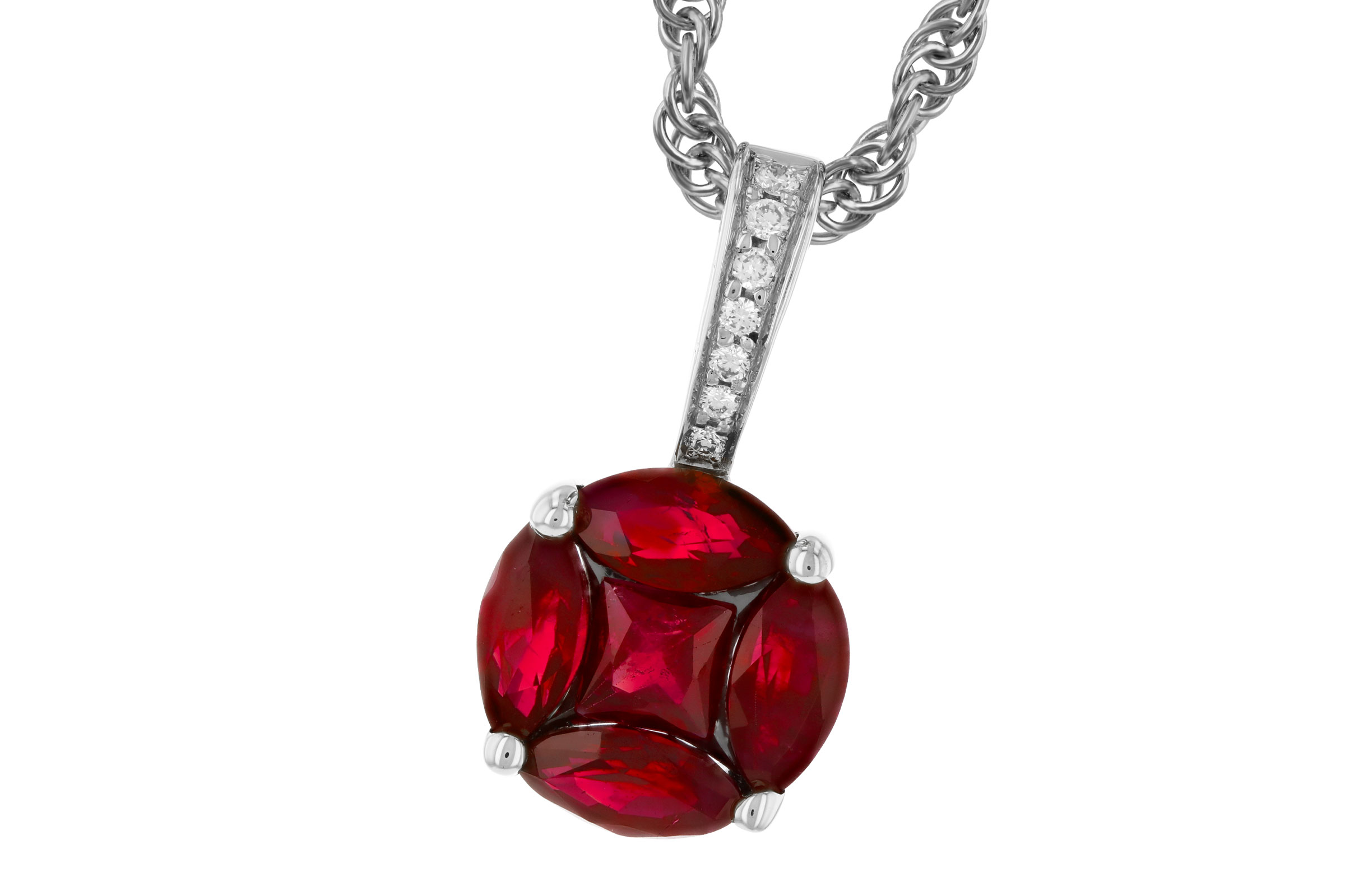 G321-64527: NECKLACE .80 RUBY .82 TW