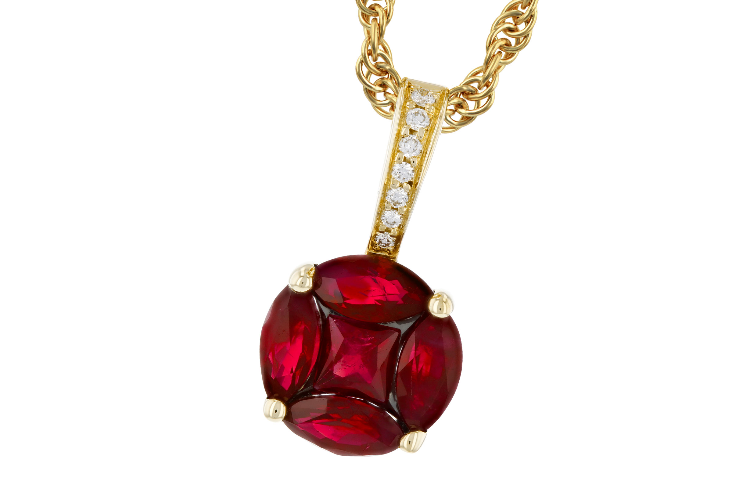 G321-64527: NECKLACE .80 RUBY .82 TW