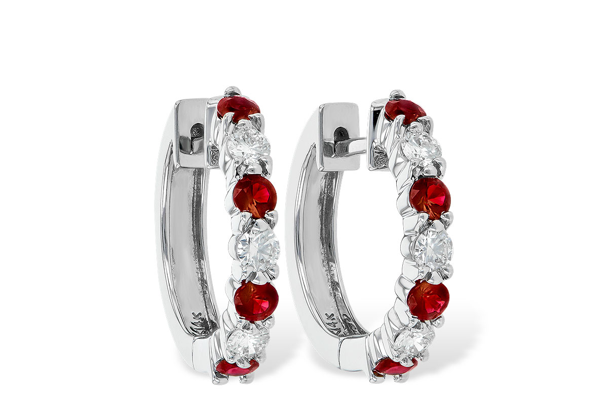 H047-12654: EARRINGS .64 RUBY 1.05 TGW
