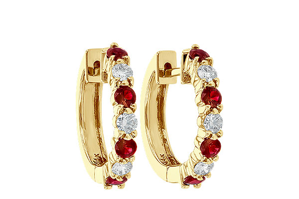 H047-12654: EARRINGS .64 RUBY 1.05 TGW