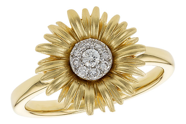 H319-86345: K319-85418 WITH YG & PETALS / WG SETTING .10 TW