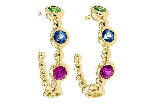 H321-64454: EARR .68 TW MULTI-COLOR SAPPH & GREEN GARNET