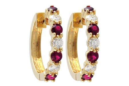 K047-12654: EARRINGS 1.30 RUBY 2.08 TGW