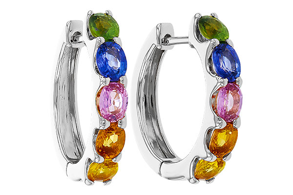 K320-76291: EARRINGS 2.20 TW MULTI-COLOR SAPPHIRE