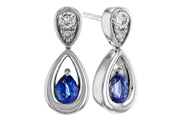 K320-76309: EARRINGS .42 SAPPHIRE .54 TGW (4x3 SAPP)