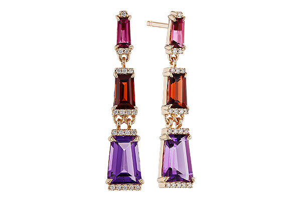 K320-77245: EARRINGS 1.98 SEMI-PREC (PT,GT,AMY) 2.05 TGW