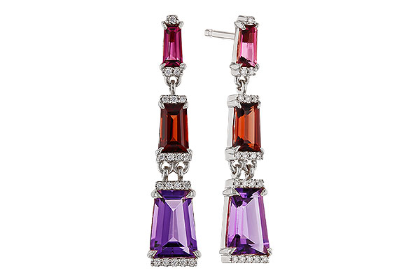 K320-77245: EARRINGS 1.98 SEMI-PREC (PT,GT,AMY) 2.05 TGW