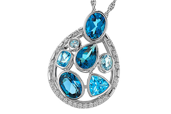 K320-79036: NECKLACE 3.23 TW BLUE TOPAZ 3.38 TGW