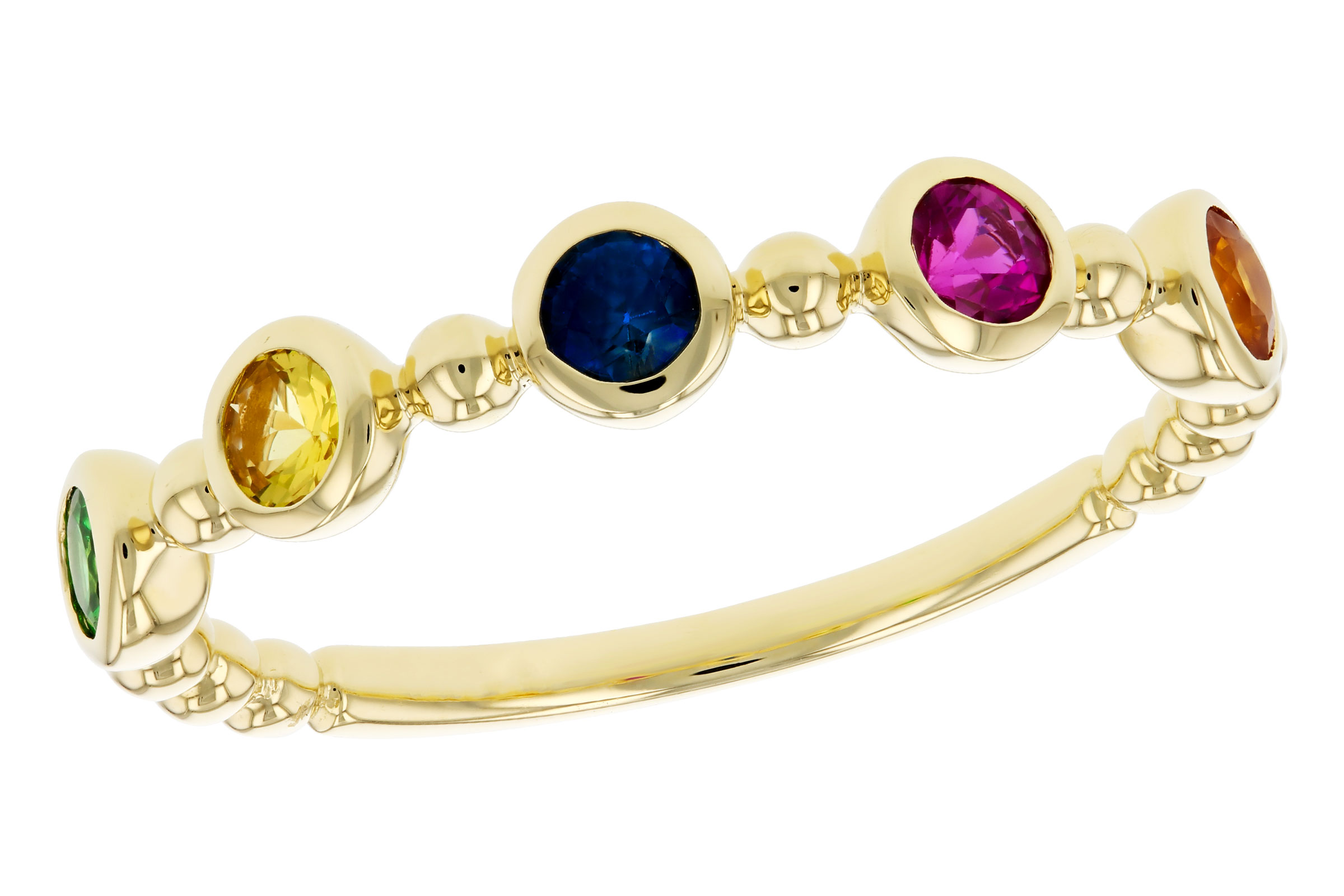 K321-64454: LDS WED RG .52 TW MULTI-COLOR SAPPH & GREEN GARNET