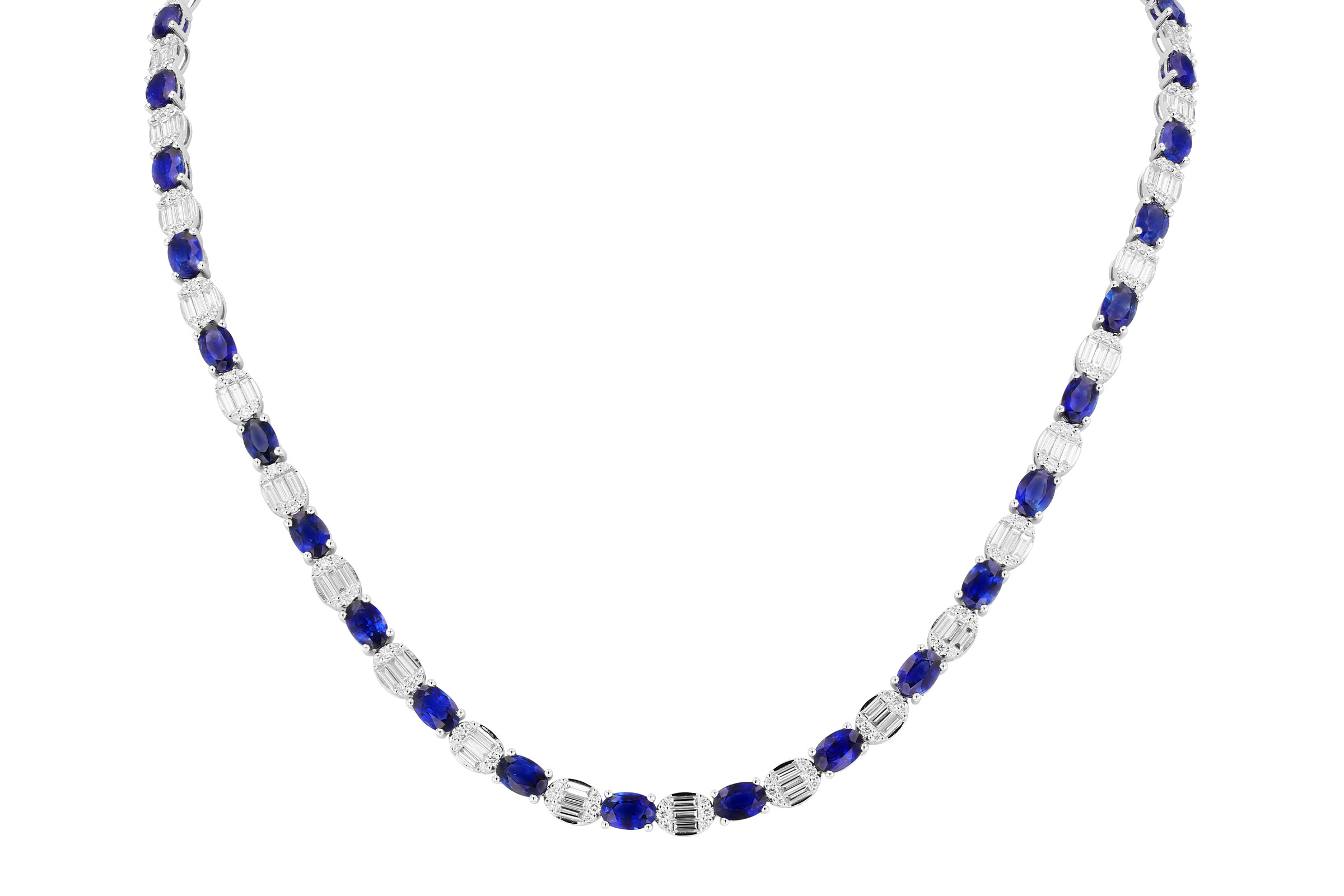 K321-66272: NECKLACE 17.68 TW SAPPHIRE 21.82 TGW (17")