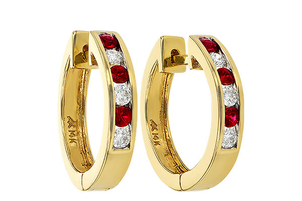 L047-12636: EARRINGS .29 RUBY .50 TGW