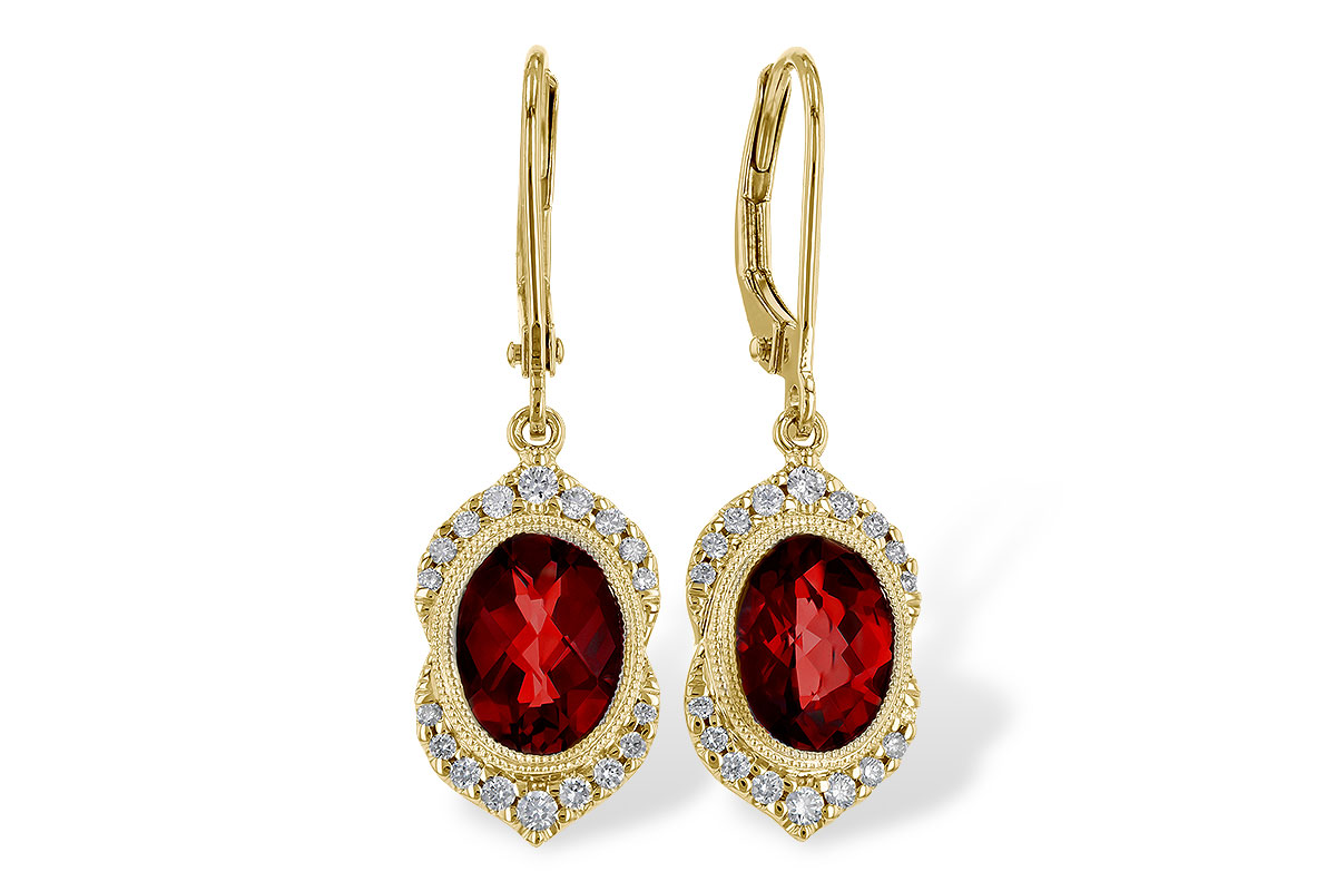 L320-73563: EARRING 3.06 GARNET 3.25 TGW