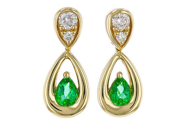 L320-77227: EARRINGS .20 EMERALD .32 TGW (4x3 EMER)