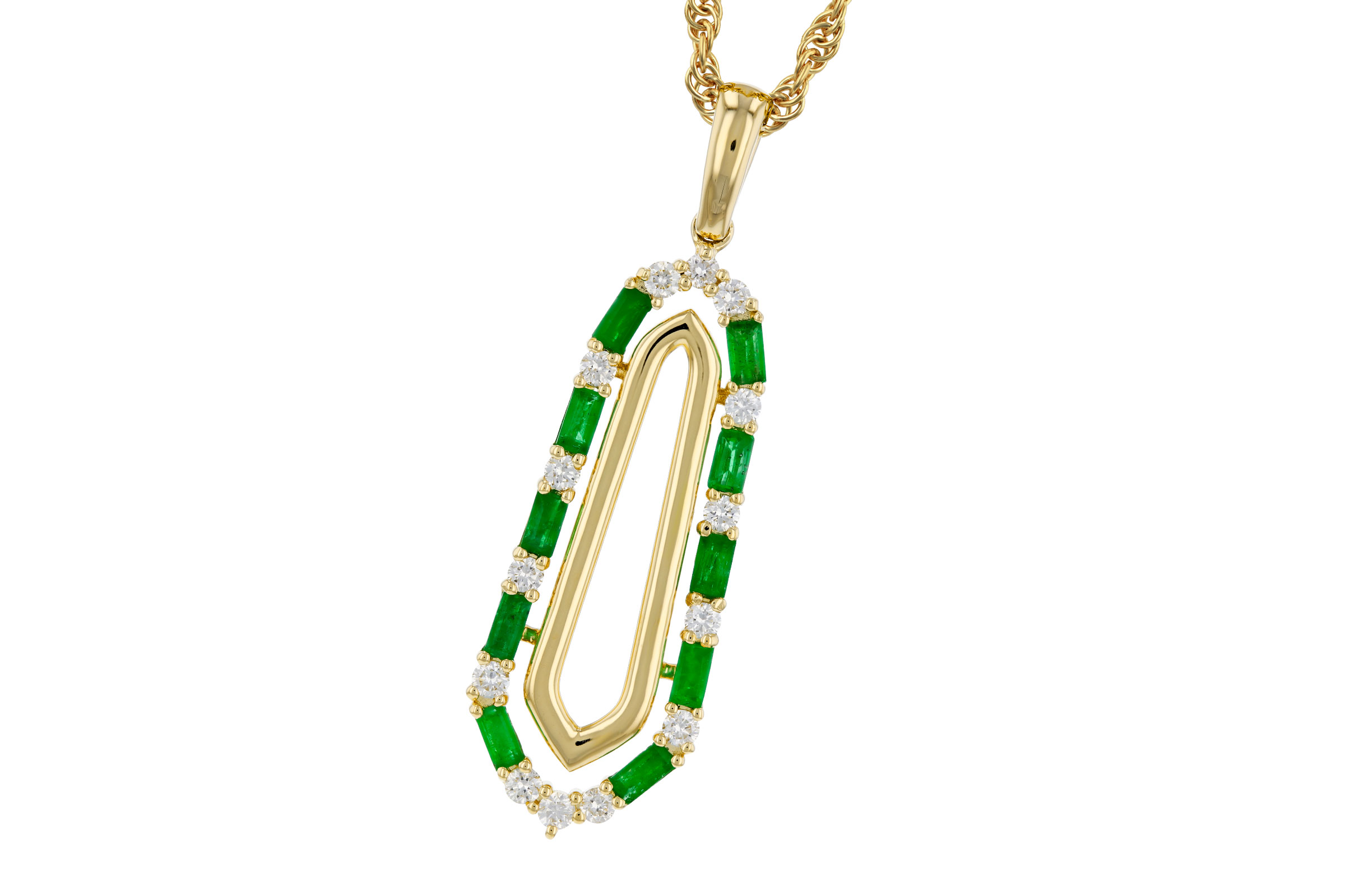 M321-67218: NECKLACE .44 TW EMERALD .64 TGW